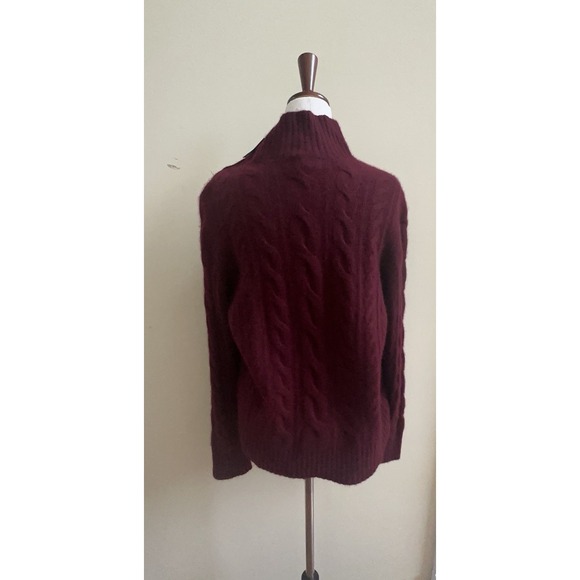 NEW CHARTER CLUB 2 PLY 100% CASHMERE MOCK NECK CABLE KNIT SWEATER XL BURGUNDY - Picture 4 of 11